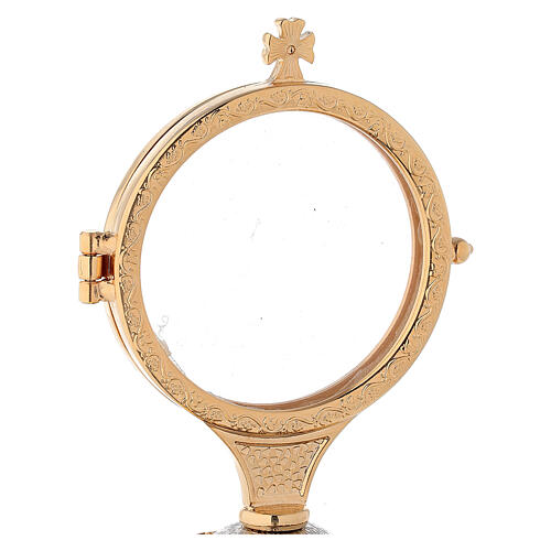Golden monstrance with grapes and leaves decoration on the base, h. 15 cm 4