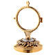 Golden monstrance with grapes and leaves decoration on the base, h. 15 cm s1
