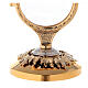 Golden monstrance with grapes and leaves decoration on the base, h. 15 cm s3