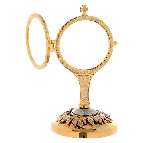 Golden monstrance with grapes and leaves decoration on the base, h. 18 cm 4