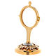 Golden monstrance with grapes and leaves decoration on the base, h. 18 cm s3