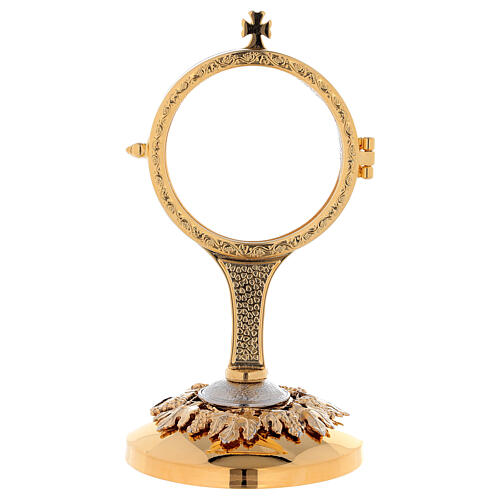 Gold plated monstrance with grapes and leaves on the base h 7 in 1