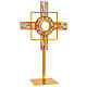 Monstrance with white enamelled rays and removable luna box 65 cm gold plated brass s1