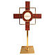 Gold plated brass monstrance red enamel geometric patterns h 26 in s1