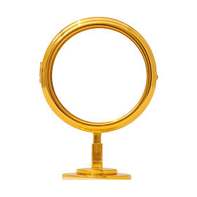 Monstrance with blue rays, geometric shapes, gold plated brass, 25 in