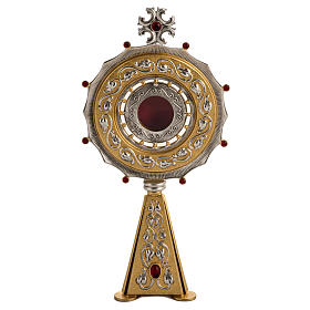 Reliquary in bronze with red stones H31,5 cm