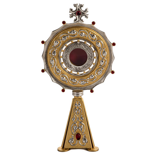 Reliquary in bronze with red stones H31,5 cm 1