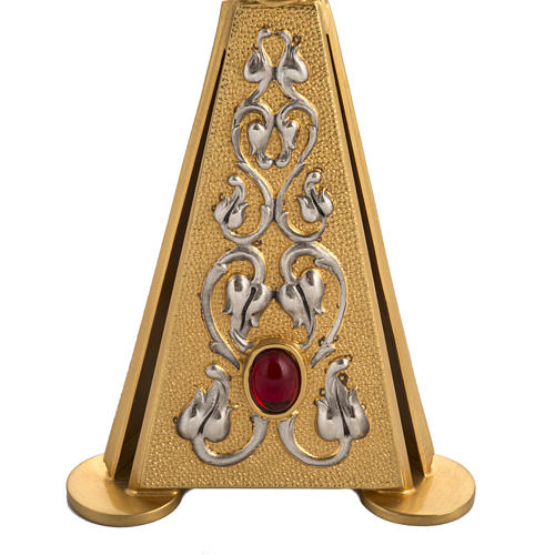 Reliquary in bronze with red stones H31,5 cm 3