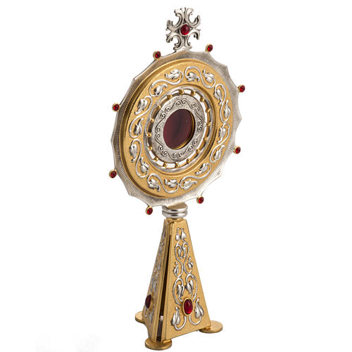 Reliquary in bronze with red stones H31,5 cm 4