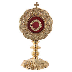 Reliquary in gilded brass H 21 cm