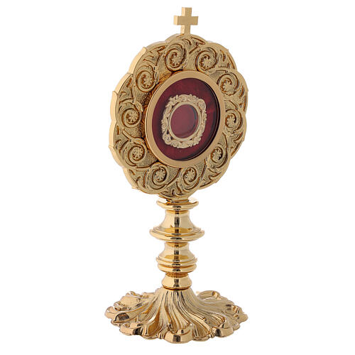 Reliquary in gilded brass H 21 cm 5
