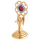 Reliquary in gold-plated brass with angel H 14cm s2