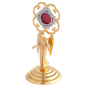 Reliquiario ottone dorato Angelo h 14 cm