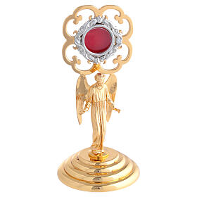 Relicário latão dourado anjo h 14 cm