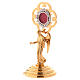 Reliquary in gold-plated brass with angel H 14cm s2