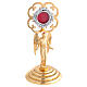 Reliquary in gold-plated brass with angel H 14cm s1