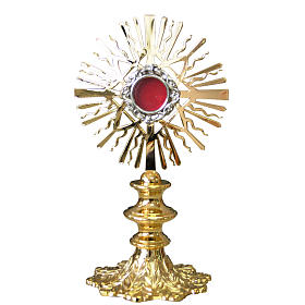 Custódias, Ostensórios, Relicários em Metal: Relicário latão dourado altura 14 cm
