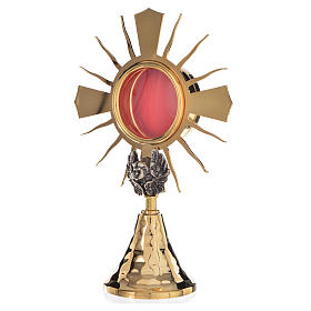 Portareliquia ottone dorato, putto argentato h20cm