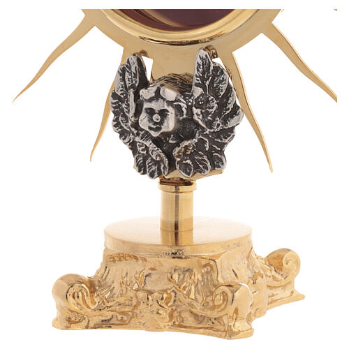 Portareliquia ottone dorato con putto h 17 cm 2