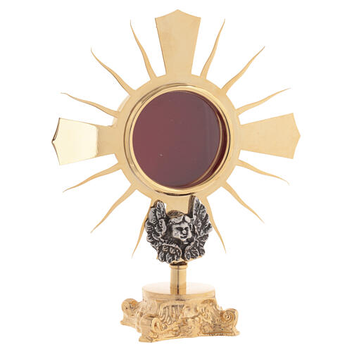 Portareliquia ottone dorato con putto h 17 cm 3