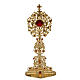 Reliquiario ottone fuso dorato h 42 cm pietre rosse s1