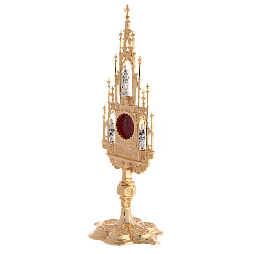 Reliquary, Gothic style in cast brass H51cm 4