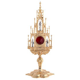 Gothic style reliquary, cast brass H 20"
