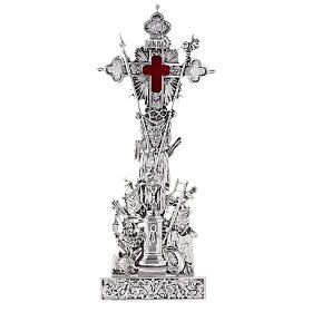 Reliquiario Santa Croce ottone fuso argento con base