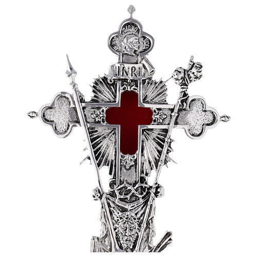 Reliquiario Santa Croce ottone fuso argento con base 2