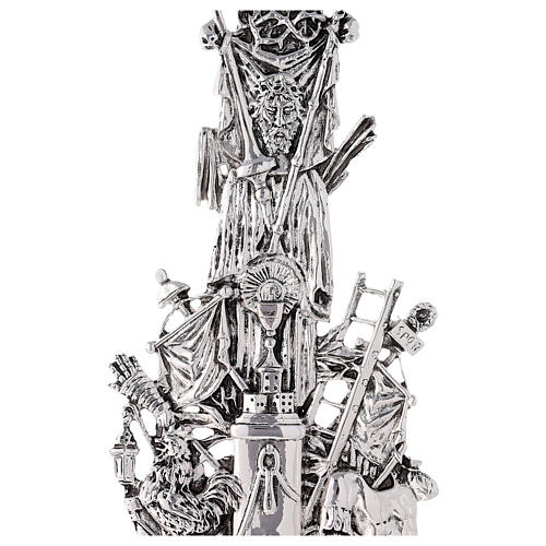 Reliquiario Santa Croce ottone fuso argento con base 4