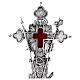 Relikwiarz Święty Krzyż odlew mosiądzu srebrny z podstawą s2