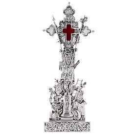 Reliquary Saint Cross silver-plated brass with base