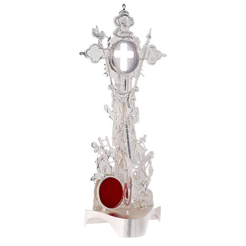 Reliquary Saint Cross silver-plated brass with base 11