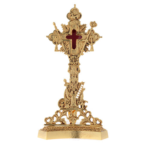 Reliquiario della Santa Croce ottone fuso oro 1