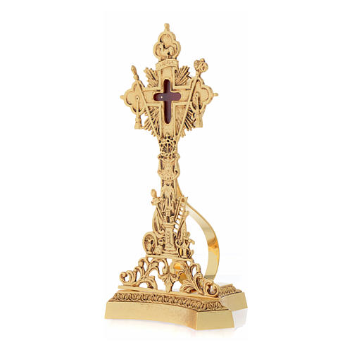 Reliquiario della Santa Croce ottone fuso oro 2