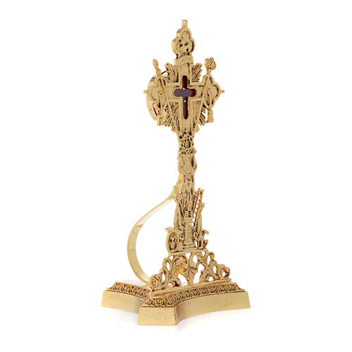 Reliquiario della Santa Croce ottone fuso oro 3