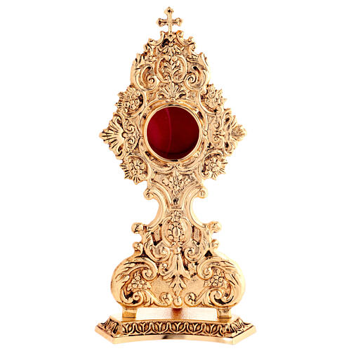 Reliquiario in ottone fuso oro croce e decorazioni 1