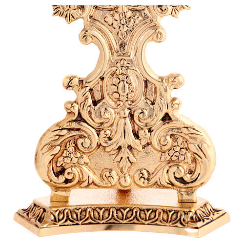 Reliquiario in ottone fuso oro croce e decorazioni 4