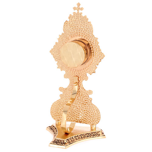 Reliquiario in ottone fuso oro croce e decorazioni 6