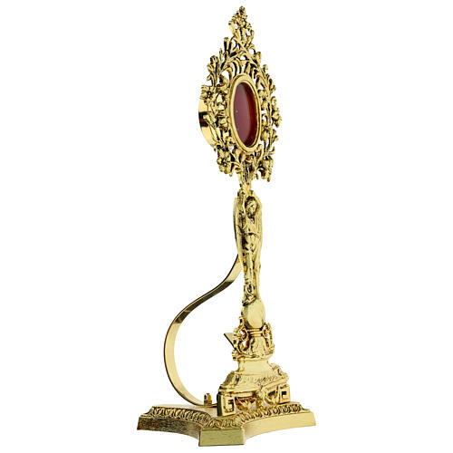 Reliquiario ottone fuso angelo fiori oro 5