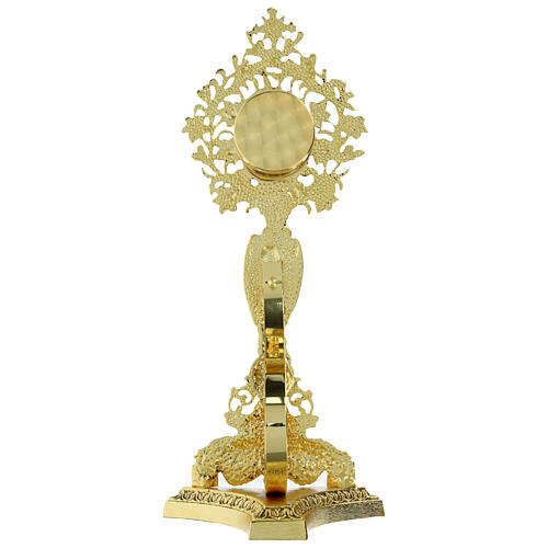 Reliquiario ottone fuso angelo fiori oro 6