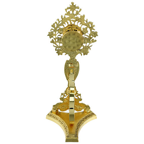 Reliquiario ottone fuso angelo fiori oro 7