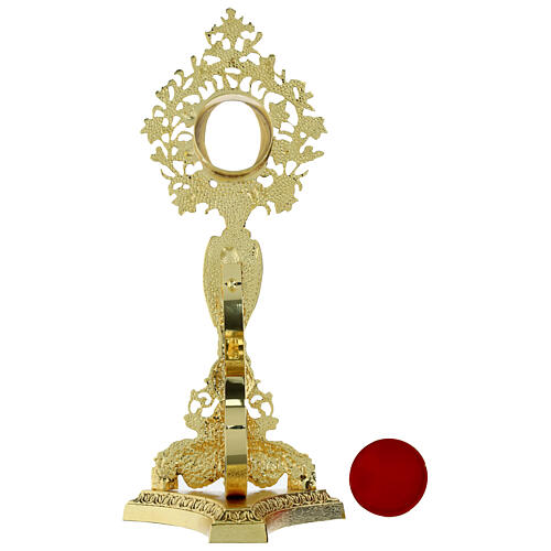 Reliquiario ottone fuso angelo fiori oro 8