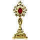 Reliquiario ottone fuso angelo fiori oro s1
