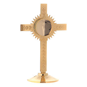 Reliquary with olive leaves design in gold-plated brass, Molina