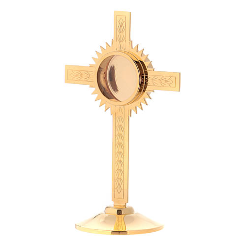 Reliquary with olive leaves design in gold-plated brass, Molina 3