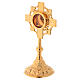 Molina reliquary with cross classic style in golden brass s3