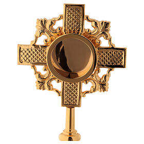 Reliquary cross shaped in gold-plated brass, Molina