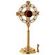 Reliquiar vergoldeten Messing Kreuz Form mit Kristallen 26cm s3
