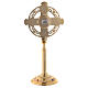 Reliquiar vergoldeten Messing Kreuz Form mit Kristallen 26cm s5